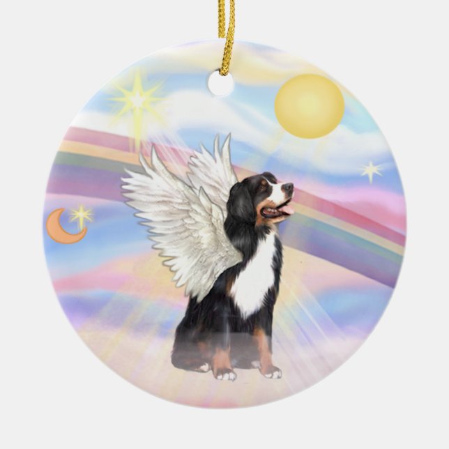 Adorno De Cerámica Nubes - Perro de montaña de Bernese (Frente)