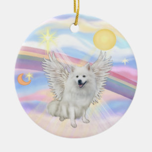Adorno De Cerámica Nubes - Perro Esquimal Americano