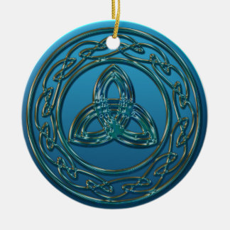 Adorno De Cerámica Nudo céltico metalizado antiguo de la trinidad en