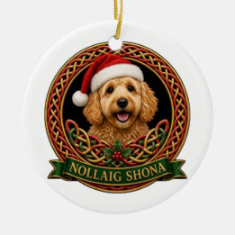 Adorno De Cerámica Nudo Nollaig Shona Goldendoodle Personalizado