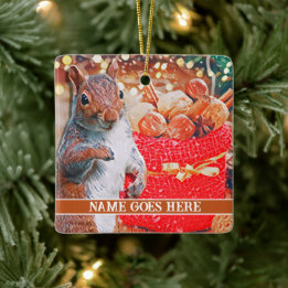 Adorno De Cerámica Nueces de Navidades de Personalizable de ardilla