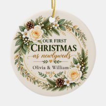 Nuestra 1ª Navidad Recién Casados Elegante Floral