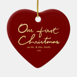 Adorno De Cerámica Nuestra falsa forma del corazón del recién casado