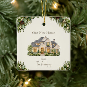 Adorno De Cerámica Nuestra Nueva Casa Foto Casa Personalizada Navidad
