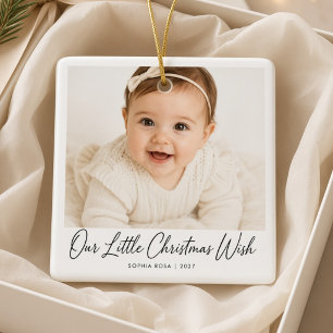Adorno De Cerámica Nuestra pequeña Navidad deseo Personalizado Foto d