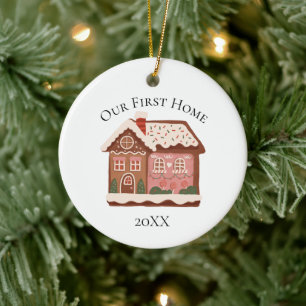 Adorno De Cerámica Nuestra primera casa Casa de Jengibre Navidad