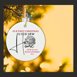 Adorno De Cerámica Nuestra primera casa de campo navideña nueva