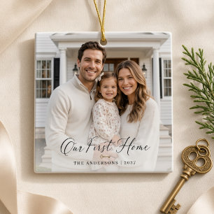 Adorno De Cerámica Nuestra Primera Casa Foto Familiar Personalizada N