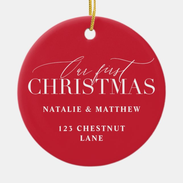 Adorno De Cerámica nuestra primera casa navideña nueva (Frente)