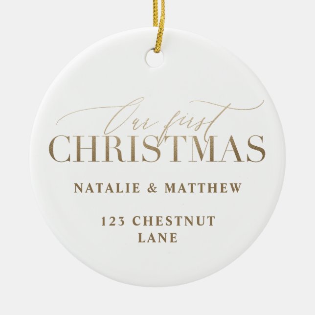 Adorno De Cerámica nuestra primera casa navideña nueva (Frente)