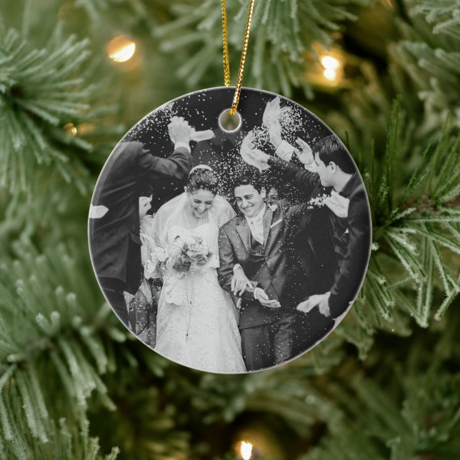 Adorno De Cerámica Nuestra primera foto Boda de Navidad (Árbol)