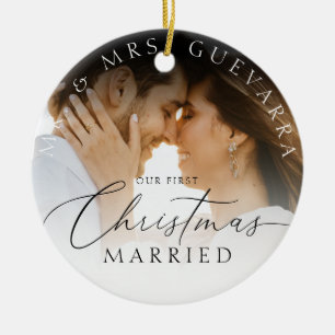 Adorno De Cerámica Nuestra primera foto casada de Navidad