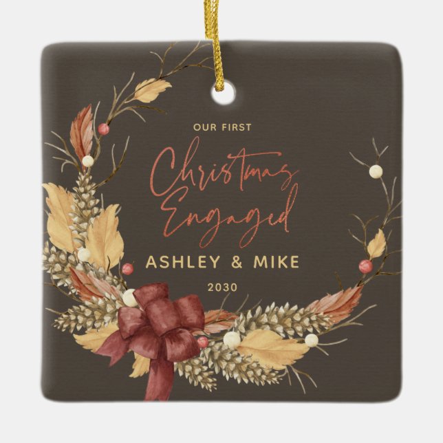 Adorno De Cerámica Nuestra primera foto de cobre ruso de Navidad (Anverso)