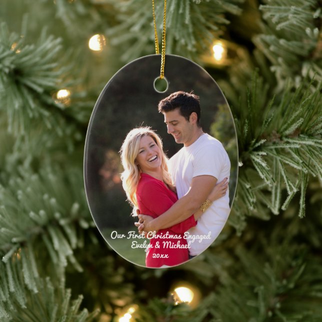 Adorno De Cerámica Nuestra primera foto de la pareja de Navidad (Árbol)