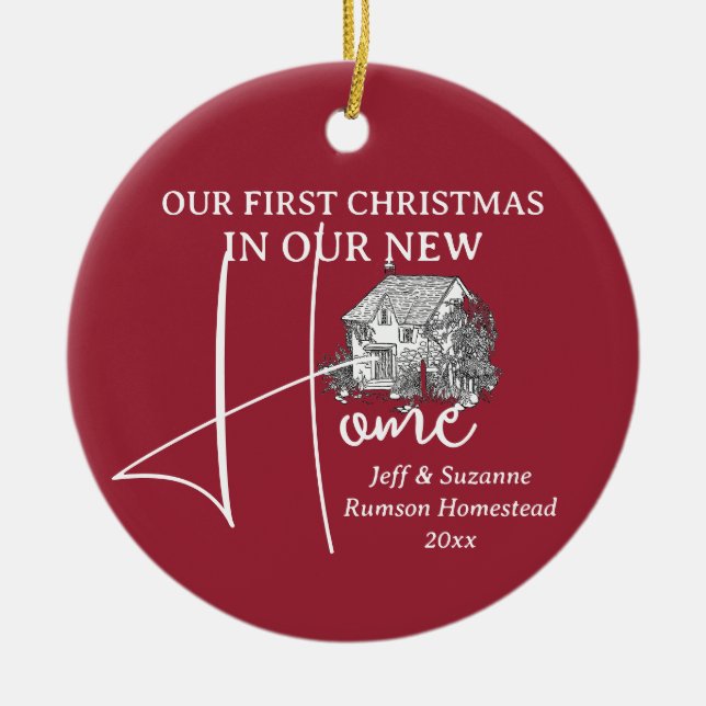 Adorno De Cerámica Nuestra primera foto de Navidad en casa (Frente)