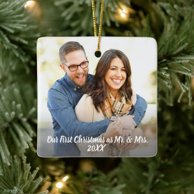 Adorno De Cerámica Nuestra primera foto de Navidad Keepsake (Árbol)