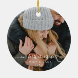 Adorno De Cerámica Nuestra primera foto escrita por mano de Navidad