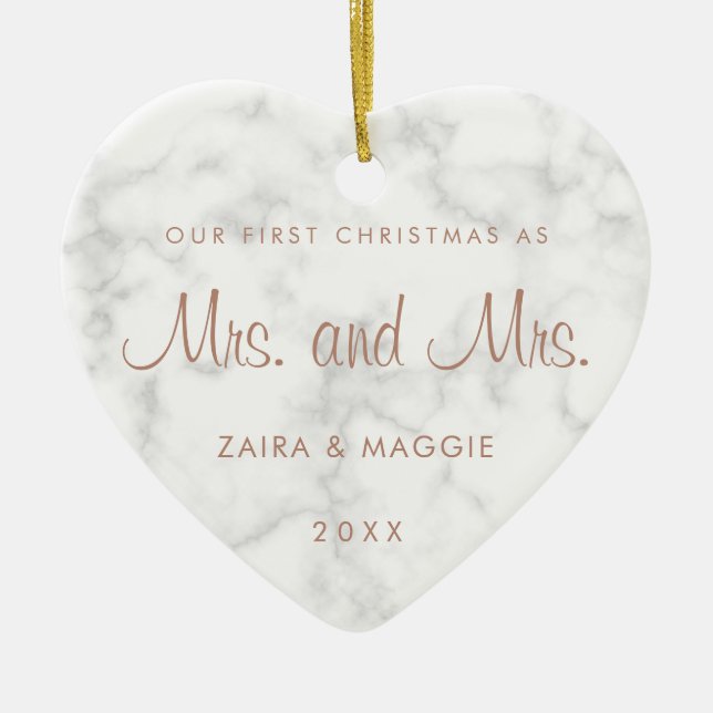 Adorno De Cerámica Nuestra primera lesbiana de oro en mármol de Navid (Frente)