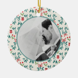 Adorno De Cerámica Nuestra primera Mistletoe casada de Navidad pintad