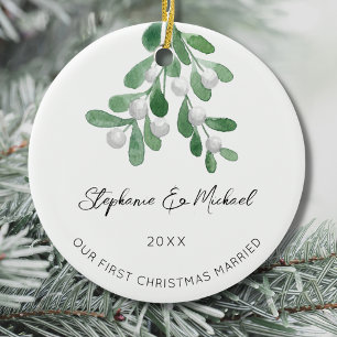 Adorno De Cerámica Nuestra primera Navidad casada