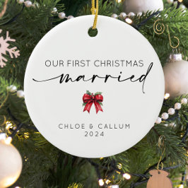 Adorno De Cerámica Nuestra primera Navidad casada