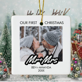 Adorno De Cerámica Nuestra primera Navidad casada como Sr. y Sra. Pho