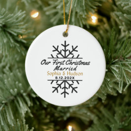 Adorno De Cerámica Nuestra primera Navidad casada y personalizada