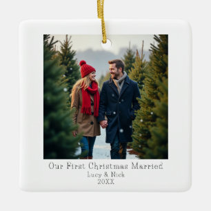 Adorno De Cerámica Nuestra Primera Navidad Casados Foto de Compromi