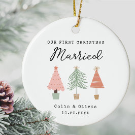 Adorno De Cerámica Nuestra Primera Navidad Casados Nombre de Pareja P