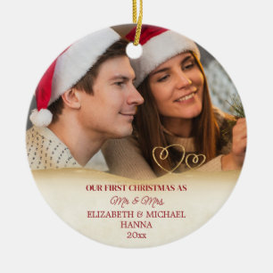 Adorno De Cerámica Nuestra Primera Navidad Casados Sr & Sra