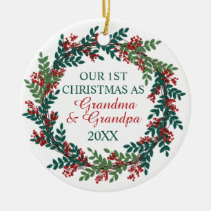 Adorno De Cerámica Nuestra primera navidad como abuela y abuelo