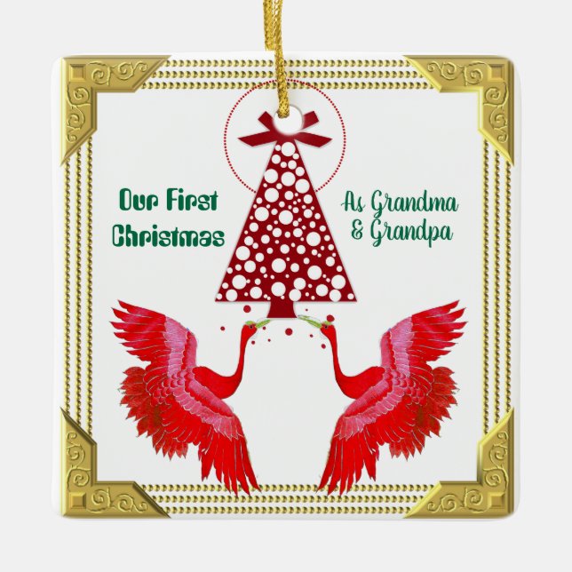 Adorno De Cerámica Nuestra primera Navidad como abuelo de la abuela 2 (Anverso)