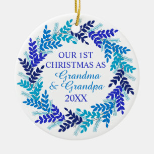 Adorno De Cerámica Nuestra primera Navidad como abuelo y abuela azul
