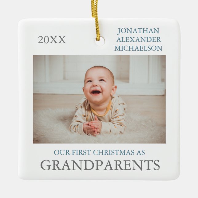 Adorno De Cerámica Nuestra primera Navidad como abuelos (Anverso)