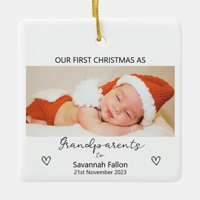 Adorno De Cerámica Nuestra primera Navidad como abuelos (Anverso)