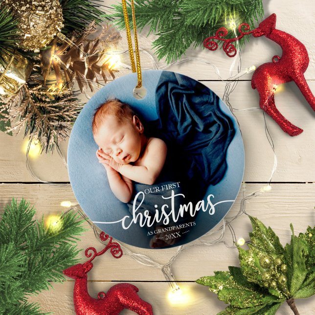 Adorno De Cerámica Nuestra primera Navidad como abuelos elegante foto (Subido por el creador)