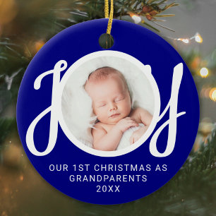 Adorno De Cerámica Nuestra Primera Navidad Como Abuelos Foto Azul