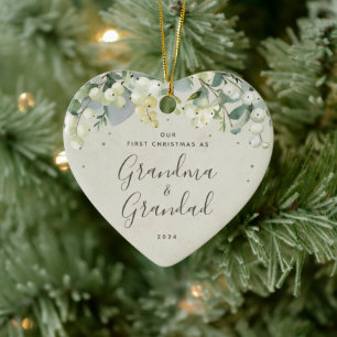 Adorno De Cerámica Nuestra primera Navidad como abuelos Foto Corazón