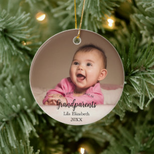 Adorno De Cerámica Nuestra primera Navidad como abuelos Foto de bebé
