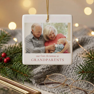 Adorno De Cerámica Nuestra primera Navidad como abuelos Foto de bebé