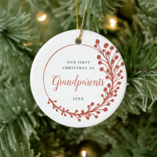 Adorno De Cerámica Nuestra primera Navidad como abuelos personalizado
