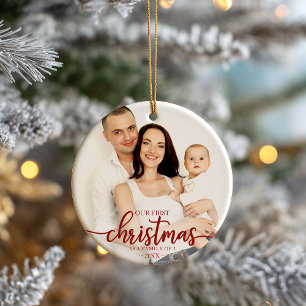 Adorno De Cerámica Nuestra primera Navidad como familia de 3 escritur