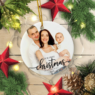 Adorno De Cerámica Nuestra Primera Navidad Como Familia De 3 Foto Ele