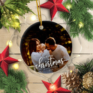 Adorno De Cerámica Nuestra Primera Navidad Como Familia De 3 Guiones