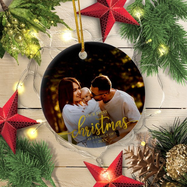 Adorno De Cerámica Nuestra Primera Navidad Como Familia De 3 Relieves (Subido por el creador)