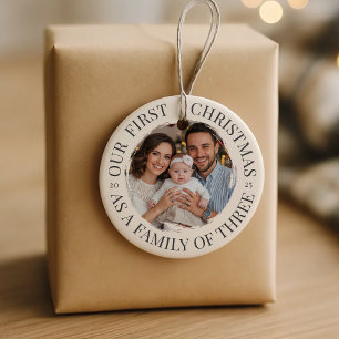 Adorno De Cerámica Nuestra primera Navidad como familia de los tres