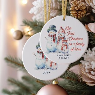 Adorno De Cerámica Nuestra primera Navidad como familia de tres hombr