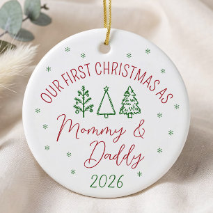 Adorno De Cerámica Nuestra Primera Navidad como Mamá y Papá