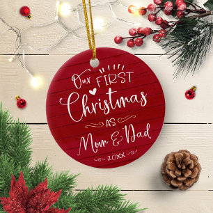 Adorno De Cerámica Nuestra primera Navidad como mamá y papá granja