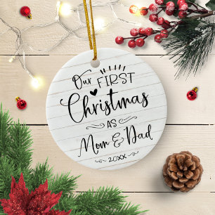 Adorno De Cerámica Nuestra Primera Navidad Como Mamá Y Papá Granja